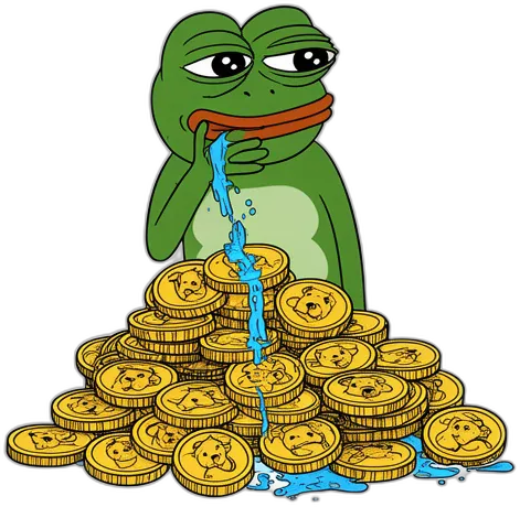 Pepe peeing on dog coins